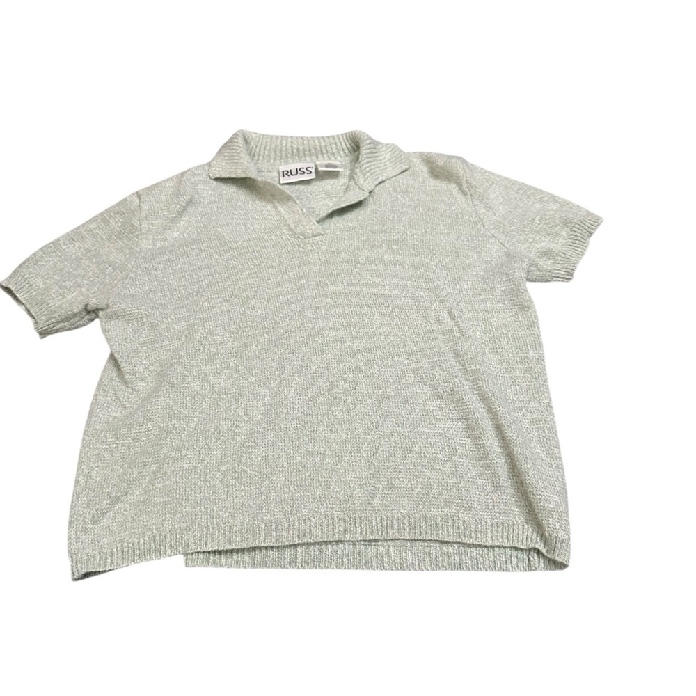 Vintage Russ Light Green V-Neck Sweater